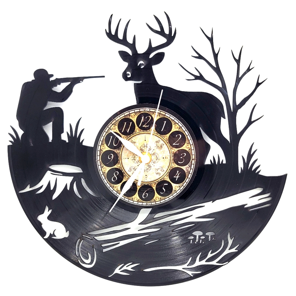 DEER HUNTING vinyl record clock
